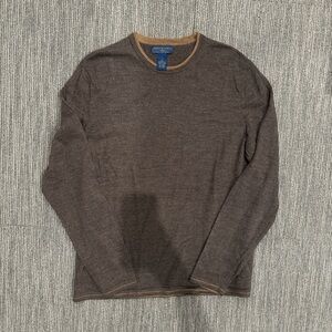 Men's Brown Crewneck Sweater with Tan Trim